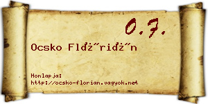 Ocsko Flórián névjegykártya